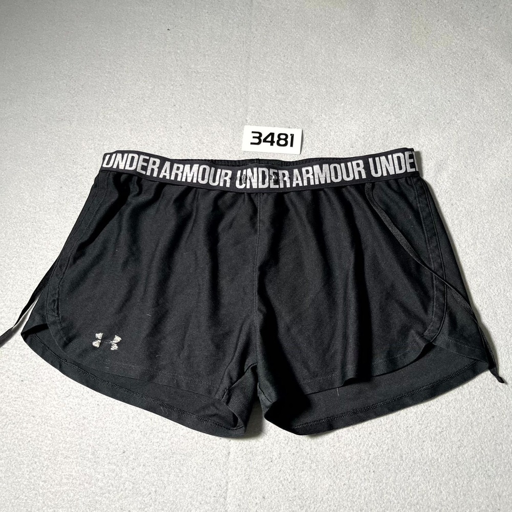 Under Armour‎ Play Up Running Shorts Womens 32 Black Spellout Logo Drawstring